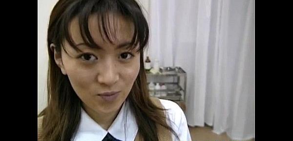 Saki Shiina has hairy cunt measured and sucks doctor phallus